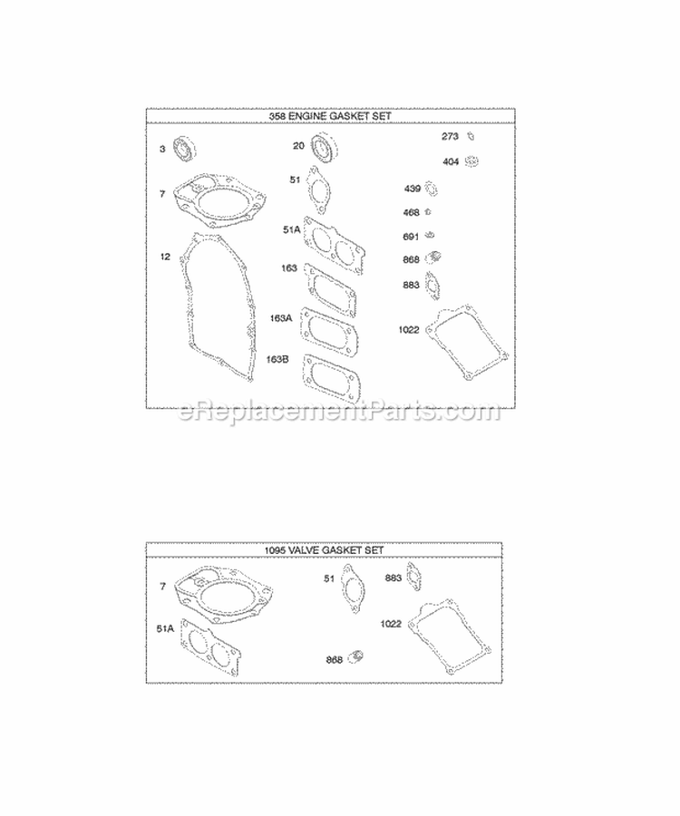 Engine Gasket Set Valve Gasket Set Diagram and Parts List for 543275-0111-E1  Briggs and Stratton Engine